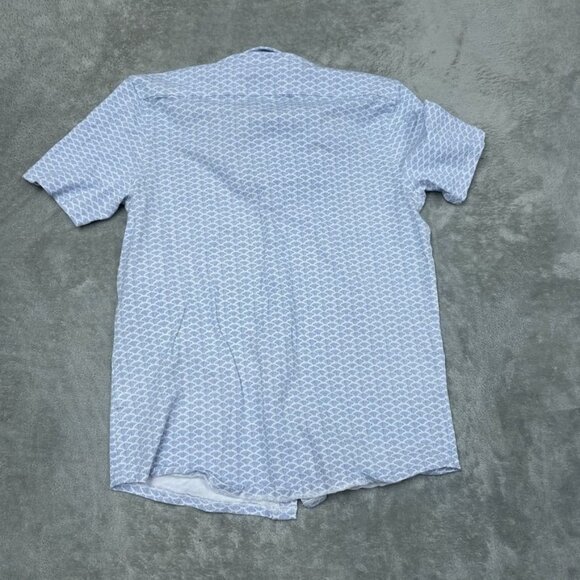Tailor Vintage Blue Pattern Button-Down Shirt Short Sleeve Size S 1093 - Picture 6 of 7